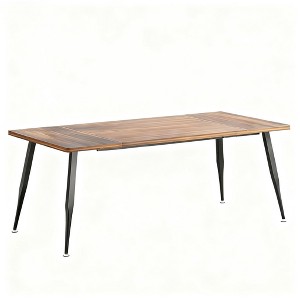 Gulches Industrial Home Series Modern Industrial Warm Wood Metal Particleboard 60 in Durable Metal Frame Base Dining Table Seats 6 - 1 of 4