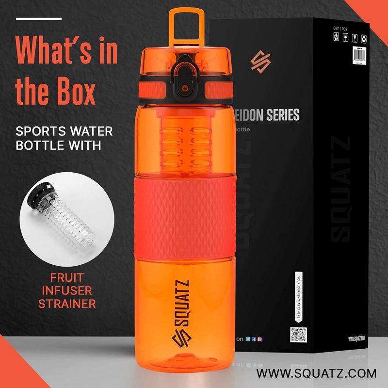 SQUATZ 24 Oz Poseidon Series Sports Water Bottle - Orange, 2 of 8