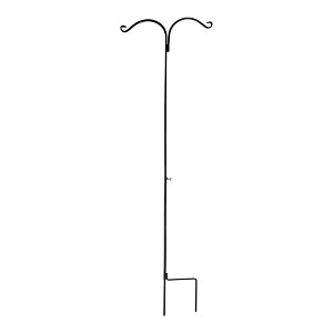 Ashman Premium Steel Ground Stake Shepherd's Hook 65 Inch Dual Sided for Hanging Flowers, Bird Feeders, Mason Jars, and Wedding Decor, Black - 1 of 4