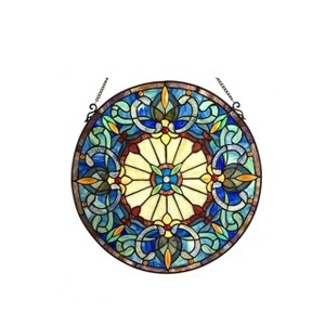 Chloe Lighting Frances Tiffany-Glass Victorian Window Panel 22" - 1 of 3
