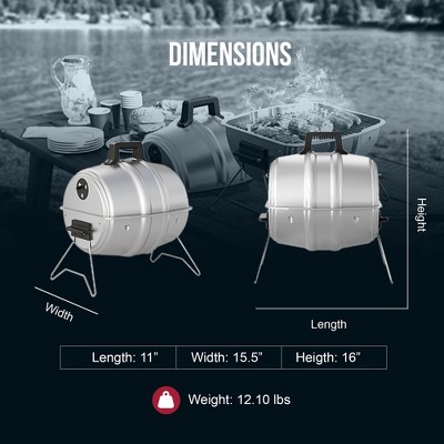 Portable Silver Steel Charcoal BBQ Grill with Keg Design