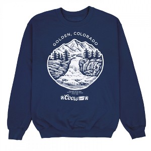 Mens Coors Banquet Waterfall Golden Colorado Crewneck Sweatshirt - 1 of 3