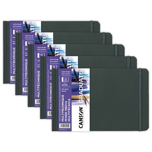 Canson Graduate Mixed Media Art Book, Hard Cover Binding, 36 Sheet, 8.5x5.5 inch, Pack of 5 - 1 of 4