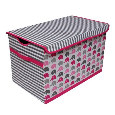Bacati - Elephants Pink/gray Storage Toy Chest : Target