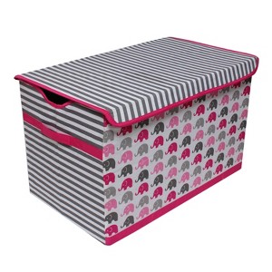 Bacati - Elephants Pink/Gray Storage Toy Chest - 1 of 4