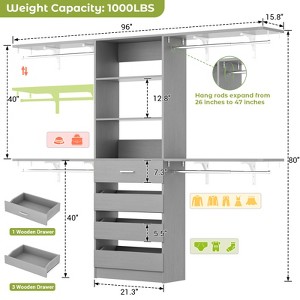 Aheaplus 96'' Closet System with 4 Drawers and Shelves - 1 of 4