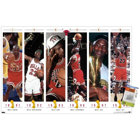 Trends International Michael Jordan - Championships Unframed Wall Poster  Print Clear Push Pins Bundle 22.375 X 34 : Target