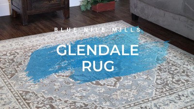 Green and Beige Medallion Synthetic Stain-Resistant Area Rug