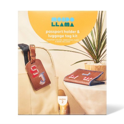 Custom Cross Stich Passport Holder & Luggage Tag Craft Kit - Mondo Llama™