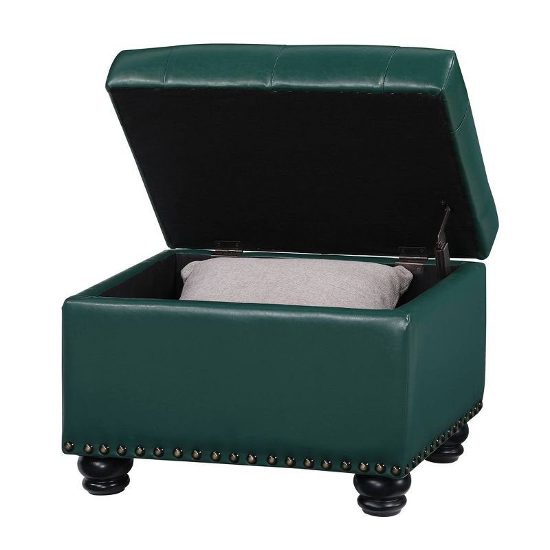 Breighton Home Designs4Comfort 5th Avenue Storage Ottoman Forest Green Faux Leather, 4 of 8