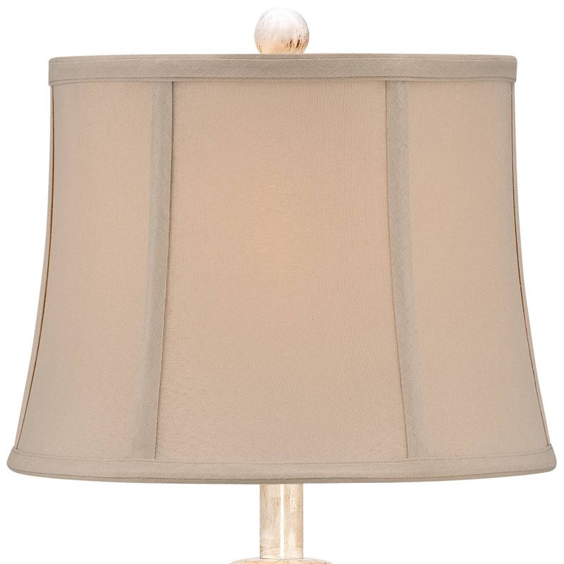 Regency Hill Sofia Rustic Country Cottage Accent Table Lamp 22" High Crackled Ivory Glaze Ceramic Beige Bell Shade for Bedroom Living Room House Home, 3 of 10