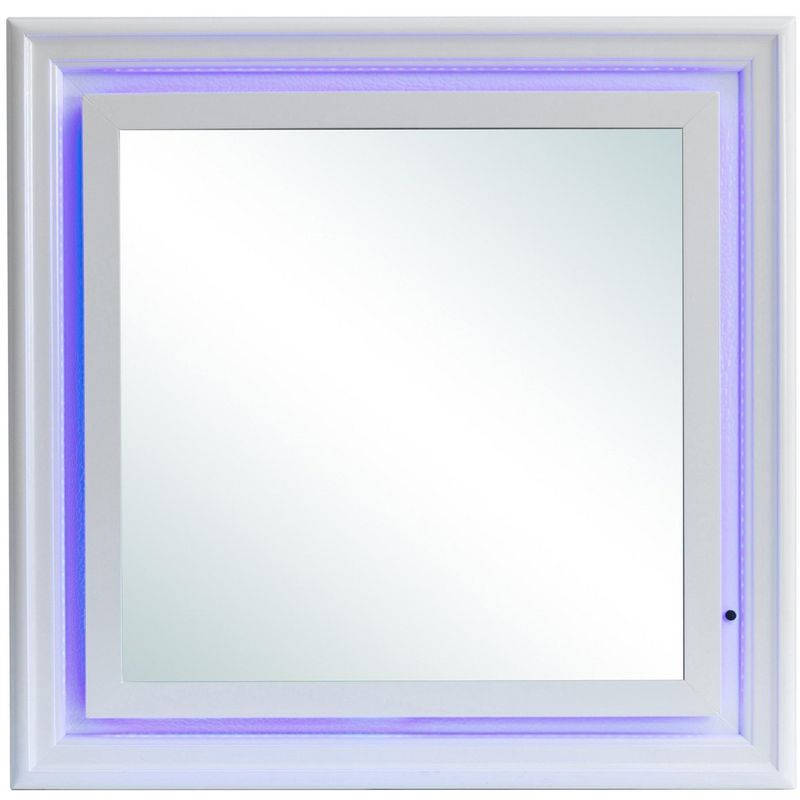 Passion Furniture Lorana 38 in. x 38 in. Modern Square Framed Purple Dresser Mirror, 1 of 6