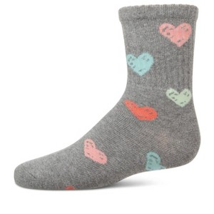 Memoi Girls Cozy Ribbed Cotton Blend "Graffiti Heart" Crew Sock - 1 of 4