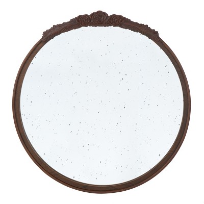 GlasFlength Decorative Wall Mirrors Wall Art Wall Mirror Classic Mirror Decorative Circle Mirror Vanity Mirror for Living Room, Brown, 29.1"*2"*30.1"