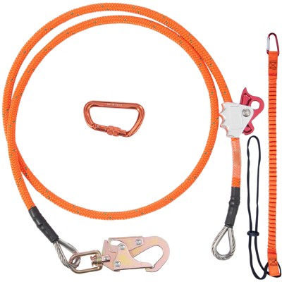 VEVOR 16mm Steel Core Flipline, 8ft(2.4m) Arborist Flipline, Flip Line for Tree Climbing with Alloy Steel Snap Hook, Orange