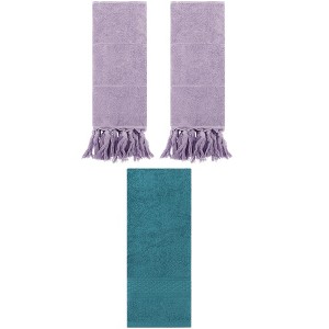 REGALWOVEN 3 Packs Solid Textured and Tassels Soft Absorbent Bathroom Hand Towel for Home Decor - 1 of 4