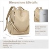 Wikineon PU Leather Backpack for Women Fashion Multipurpose Design Convertible Backpack Purse Large Shoulder Bag Travel Bag Beige - 3 of 4