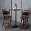 Costway Set of 2 24'' Swivel Counter Stool Wooden Dining Chair Upholstered Seat Espresso Panel back - 4 of 4