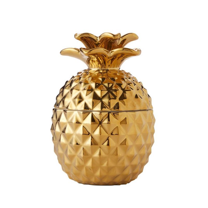 SKL Home Gilded Pineapple Cotton Jar - Gold 5.71x3.96x3.96, 1 of 7