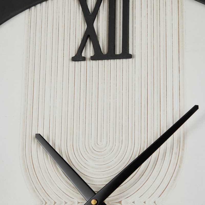 24&#34;x24&#34; Wood Geometric Art Deco Inspired Line Art Wall Clock with Black Accents White - Novogratz, 3 of 6