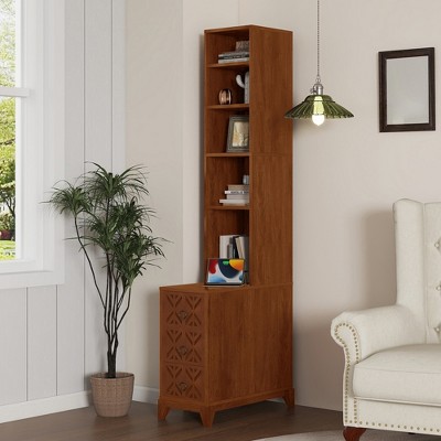 Modern End Table with Drawers, Corner Sofa Side Table with Open Shelves, Bedroom Nightstand for Small Spaces, Side Table for Living Room