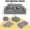 Kinder King 9PCS Kids' and Toddlers Convertible Sofa and Play Set Modular Foam Couch and Flip Out Lounger Indoor Furniture for Playroom Gray - 3 of 4