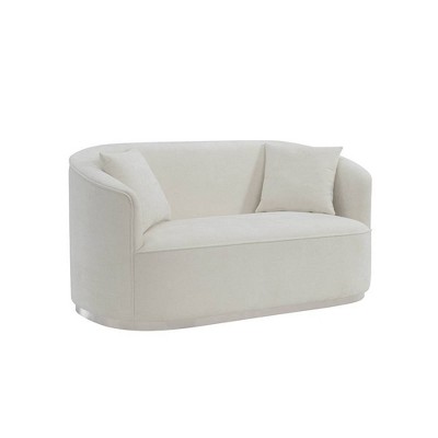 Odette 64" Beige Chenille Loveseat with Rolled Arms