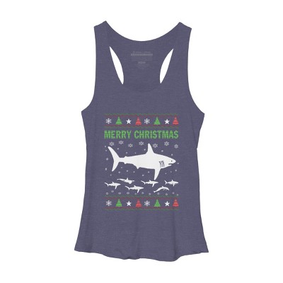 Women's Design By Humans Shark Christmas By sophialada Racerback Tank Top