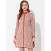 Allegra K Women's Contrast Collar Button Front Vintage Long Sleeve Floral Shirt Dresses - 3 of 4