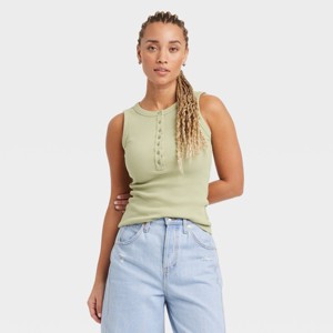 Women's Henley Tank Top - Universal Thread™ - 1 of 4