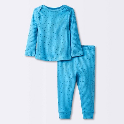 Image of Baby Boys' Basic Wide Ribbed Top & Bottom Set - Cloud Island™ Blue Newborn