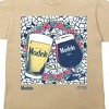 Modelo Wine, Glasses, Mosaic glass background EST 1925, Viva La Tradicion on Sand Vintage Short Sleeve Adult T-Shirt - 2 of 4