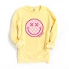 Simply Sage Market S.W.Smiley Pink Checker Smiley Face Garment Dyed Sweatshirt - 2 of 4