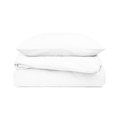 White Twin/Twin XL French Linen and Cotton Duvet Cover Set