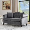 TiramisuBest 58.8" 2-Seater Tufted Velvet Sofa with Rolled Arms & Nailhead Trim, Black for Living Room,Bedroom & Office-2 Pillows - 3 of 4