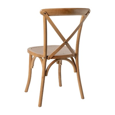Light Brown Elm Wood Cross Back Dining Chair