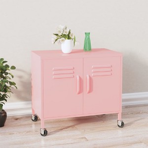 vidaXL Storage Cabinet Pink 23.6"x13.8"x22" Steel - 1 of 4
