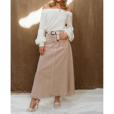 Women's Corinne Mauve Denim Midi Skirt - C'isa