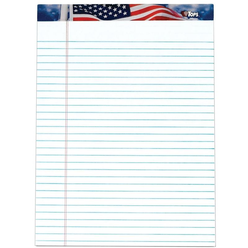 TOPS American Pride Writing Pad Legal/Wide 8 1/2 x 11 3/4 White 50 Sheets Dozen 75111, 4 of 5