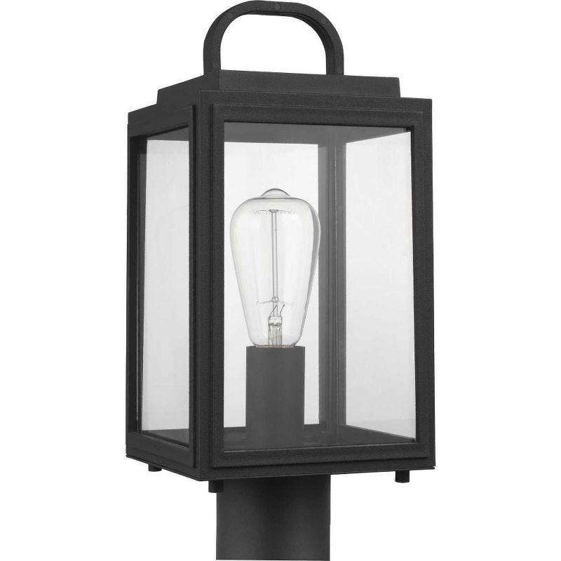 Progress Lighting Grandbury 1-Light Outdoor Post Light in Black with Clear Glass Panels and DURASHIELD Material, 4 of 5