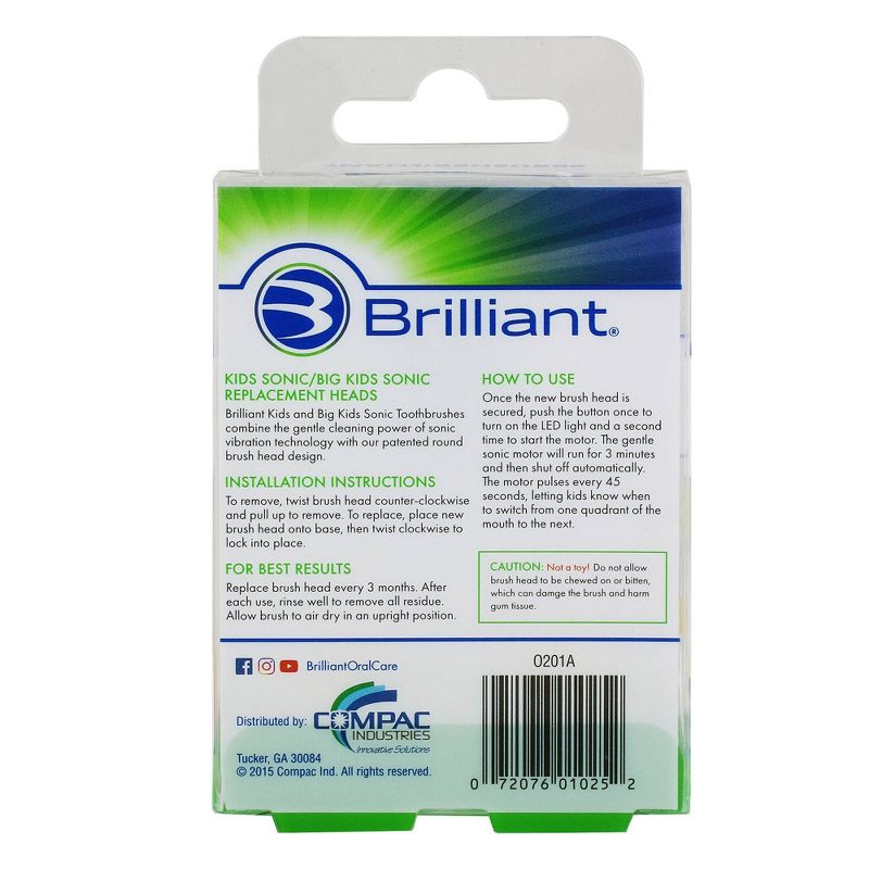 Brilliant Kids&#39; Sonic Toothbrush Refill Heads - Sensitive - 2ct, 4 of 10