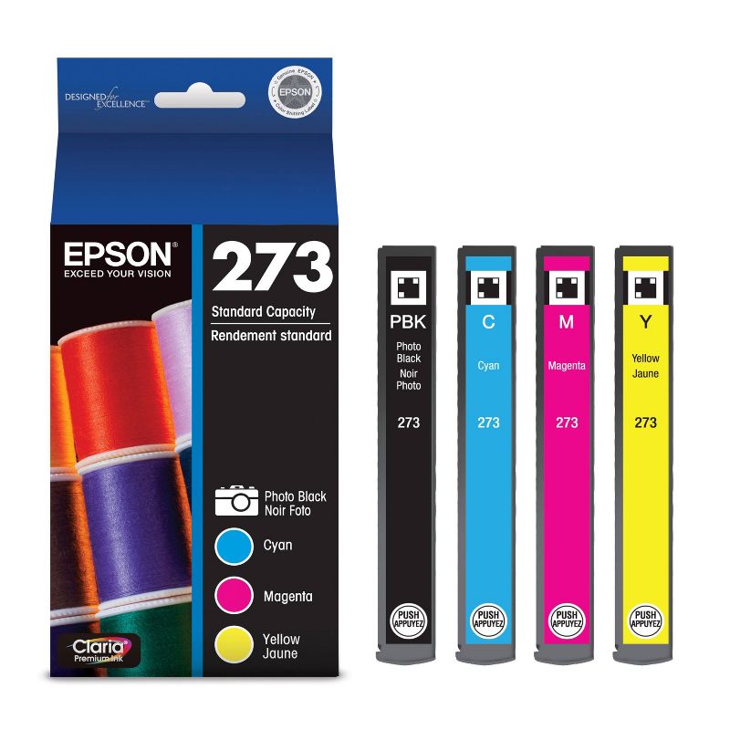 Epson 273 Black, C/M/Y 4pk Combo Ink Cartridges - Black Cyan, Magenta, Yellow (T273520-CP), 6 of 10