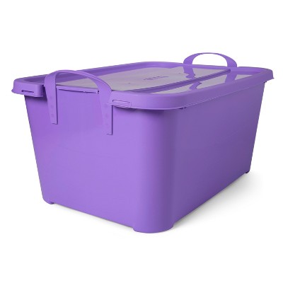 Sterilite 18 Gallon Storage Tote Stackable Plastic Bin with Lid, Purple, 24  Pack