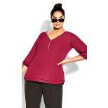 Women's Plus Size  Sexy Fling Elbow Sleeve Top - sangria | CITY CHIC