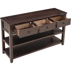50" Retro Console Table with 3 drawers & 2-tier open shelf. Versatile entryway table for living room, kitchen or hallway. - 1 of 4