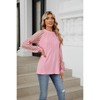 Womens Tops Round Neck Long Sleeve Lace Trim Relaxed Fit T Shirt Pink XL - 4 of 4
