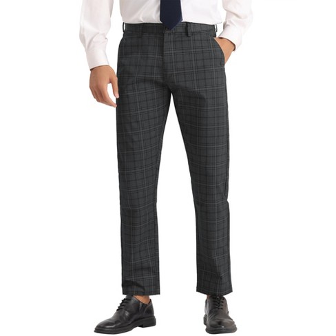 Lars Amadeus Men's Regular Fit Flat Front Business Checked Pattern ...