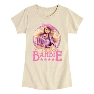 Girls' - Barbie - Western Barbie Fitted Short Sleeve Graphic T-Shirt - 1 of 3