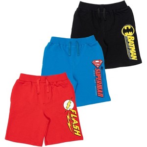 DC Comics Justice League The Flash Superman Batman French Terry 3 Pack Shorts Little Kid to Big Kid - 1 of 4