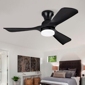 42 Inch Low Profile Ceiling Fan With Remote And LED Light, Modern Flush Mount Ceiling Fan With Reversible DC Motor For Indoor Outdoor - 1 of 4